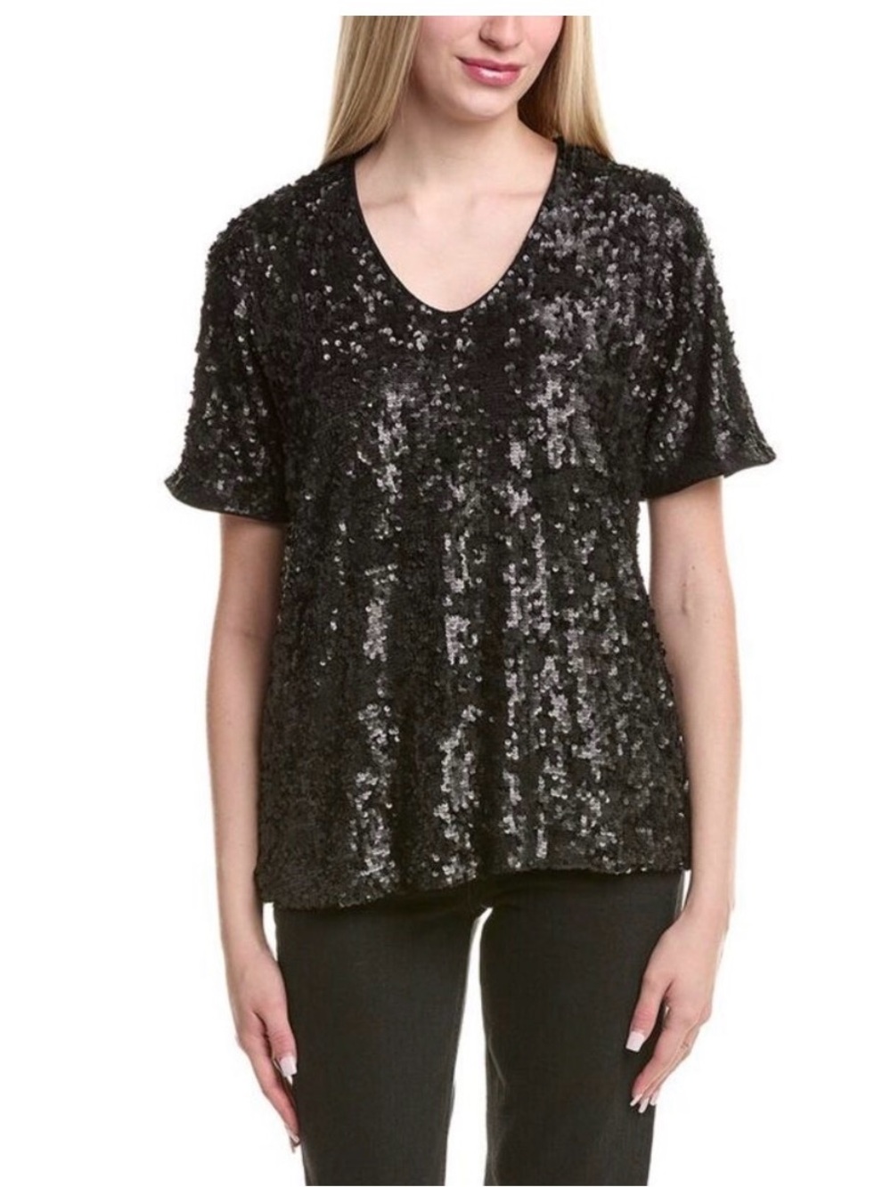 Johnny Was Bradley Sequin Lined Blouse Top Women’s Small Black NWT Dressy